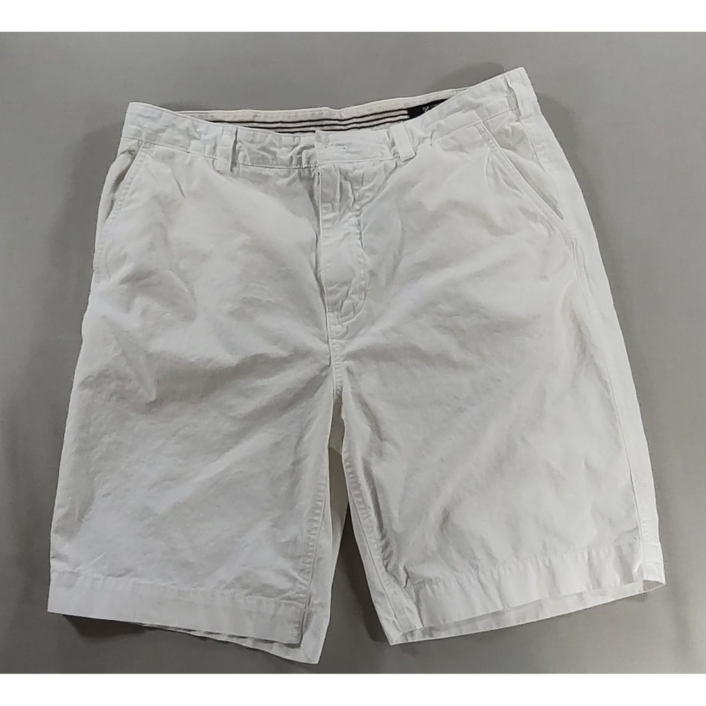 Cremieux White Bermuda Shorts Mens Size 36 Flat Front Chino Resort Summer